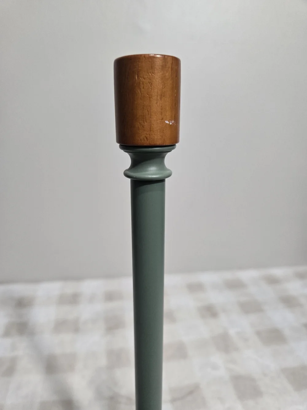 Umbra Modern Green Wood Taper Candle Holder w/ Brown Top, 13 in Round